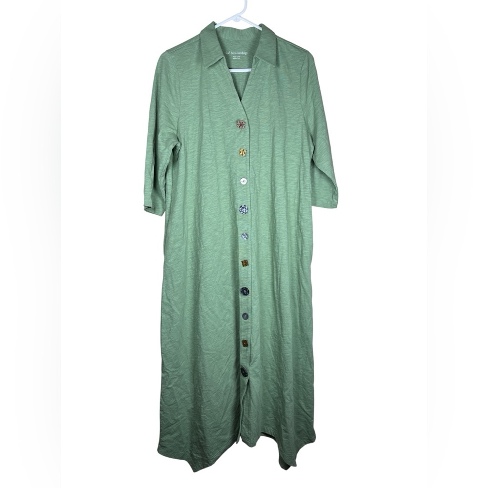 Soft Surroundings Danielle ¾ Sleeve Cotton Maxi Dress Size LP Teacher Office - Picture 5 of 16